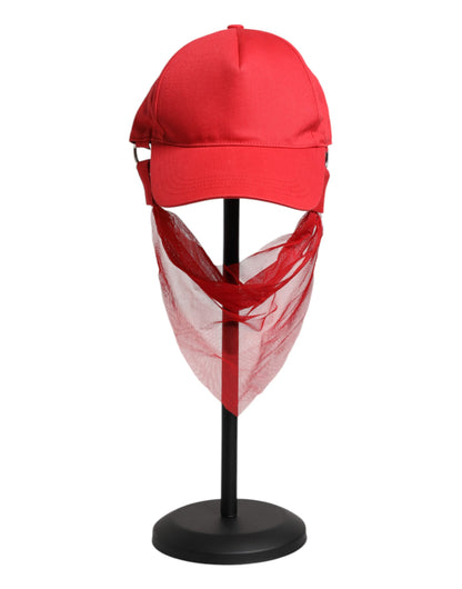 Dolce &amp; Gabbana – Rote Baseballkappe aus Baumwolle mit 6 Paneelen für Damen