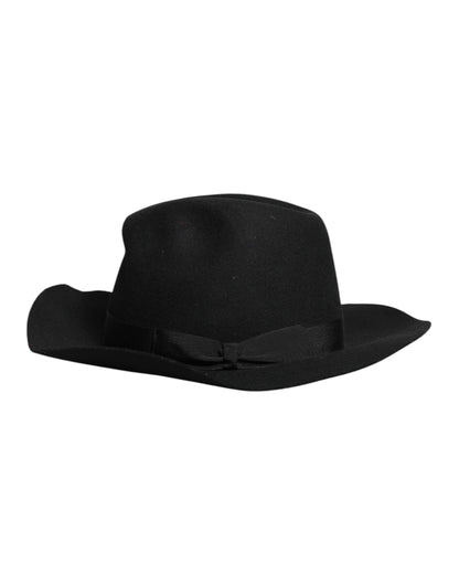 Dolce &amp; Gabbana – Schwarzer Trilby-Fedora-Hut mit breiter Krempe