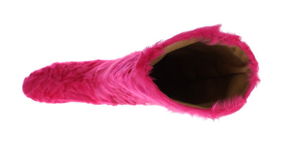Dolce &amp; Gabbana, Rosa, flache Stiefel aus Lammfellleder