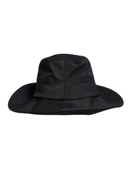 Dolce &amp; Gabbana – Fedora-Hut aus schwarzer Baumwolle mit breiter Krempe