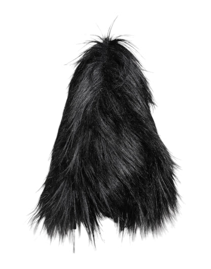 Dolce &amp; Gabbana – Fischerhut aus schwarzem Acrylfell für Damen