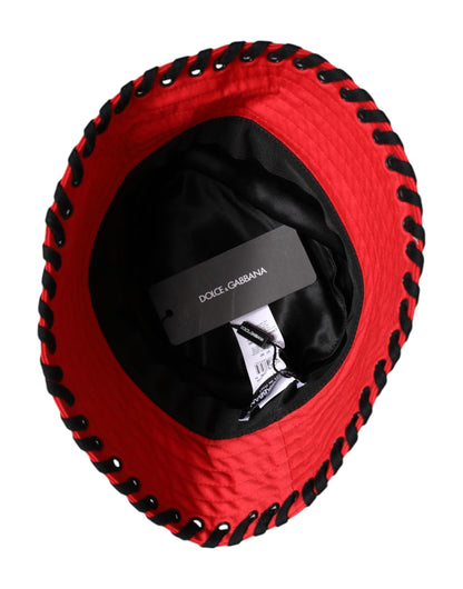Dolce &amp; Gabbana – Fischerhut aus Polyester mit breiter Krempe und roter Spitze