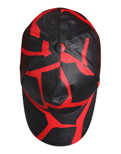 Dolce &amp; Gabbana Baseballkappe aus Baumwolle mit rot-schwarzer Spitze und Tüll