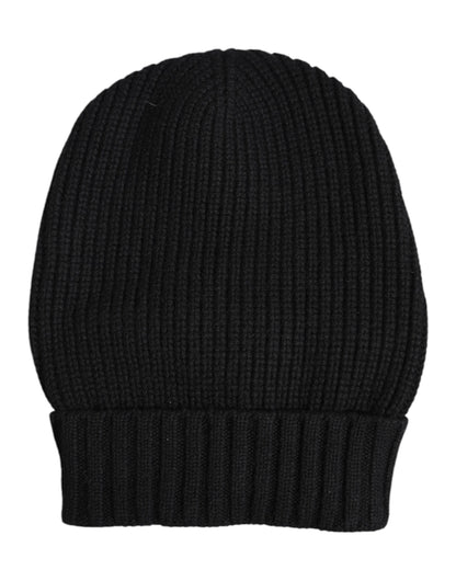 Dolce & Gabbana Black Cashmere Knitted Winter Beanie Hat