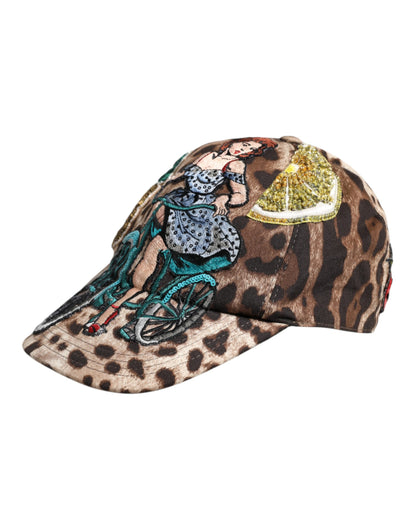 Dolce &amp; Gabbana – Sicily – Baseballkappe mit Leoparden-Pailletten in Braun