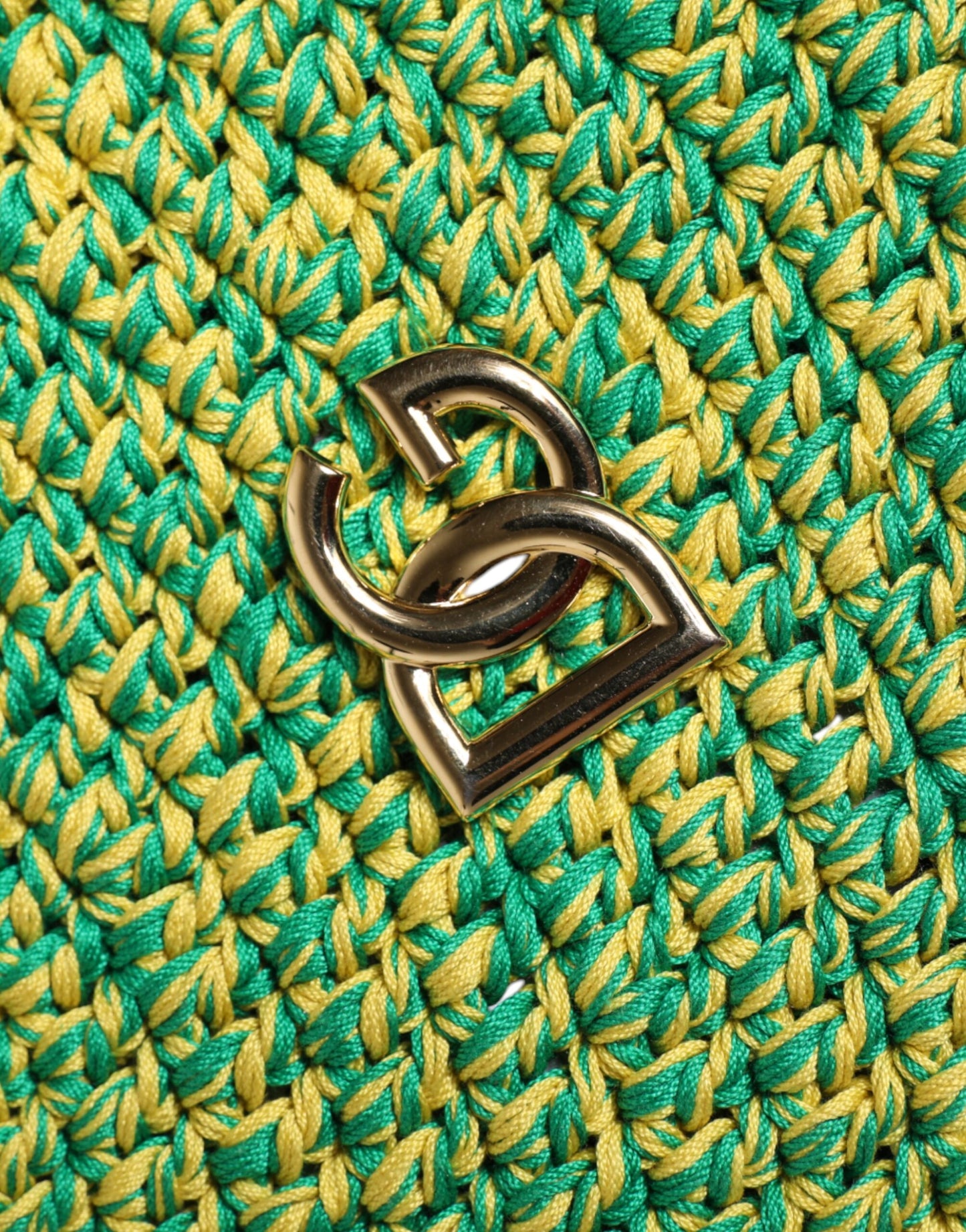 Dolce &amp; Gabbana, grüner Fischerhut aus gehäkelter Baumwolle mit DG-Logo