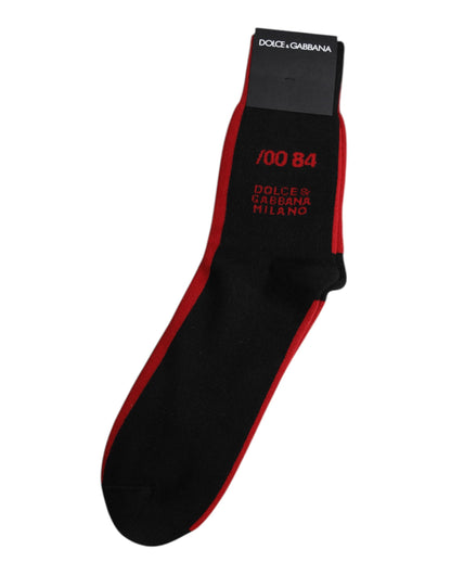 Dolce &amp; Gabbana – Wadenlange Herrensocken aus schwarzem Nylon mit DG-Logo