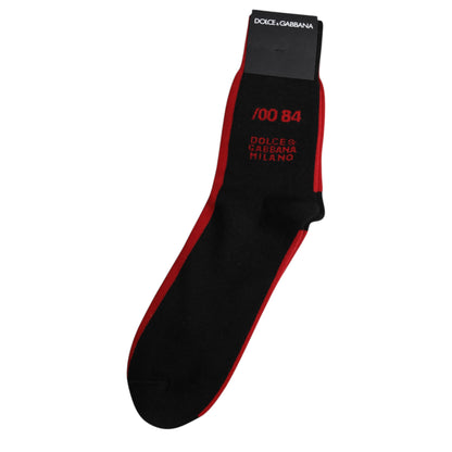 Dolce &amp; Gabbana – Wadenlange Herrensocken aus schwarzem Nylon mit DG-Logo