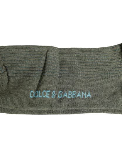 Dolce &amp; Gabbana – Wadenlange Socken aus grauer Baumwolle mit DG-Bär