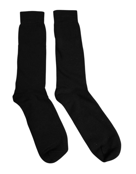 Dolce &amp; Gabbana Schwarze, einfarbige Herrensocken aus Baumwolle mit mittlerer Wade
