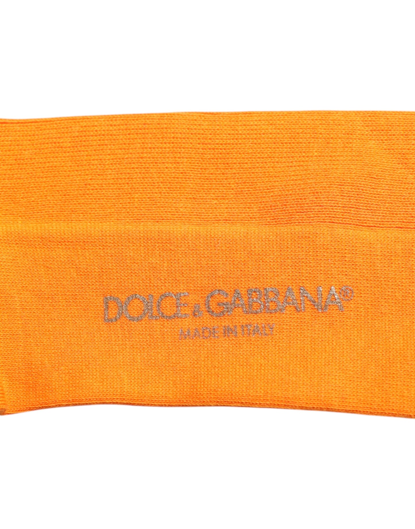 Dolce &amp; Gabbana – Wadenlange Socken aus orangefarbener Baumwolle mit Logo