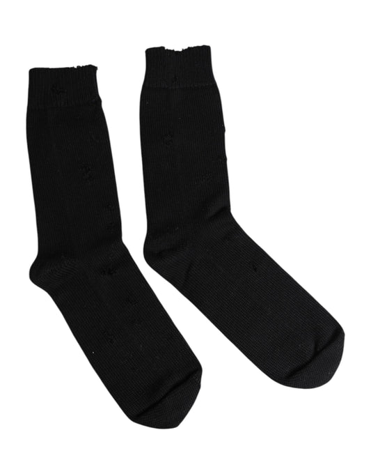 Dolce &amp; Gabbana Schwarze, einfarbige Stretch-Socken für Herren bis zur Wade