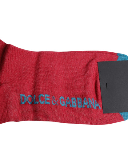 Dolce &amp; Gabbana – Wadenlange Socken aus roter Baumwolle mit DG-Logoprint
