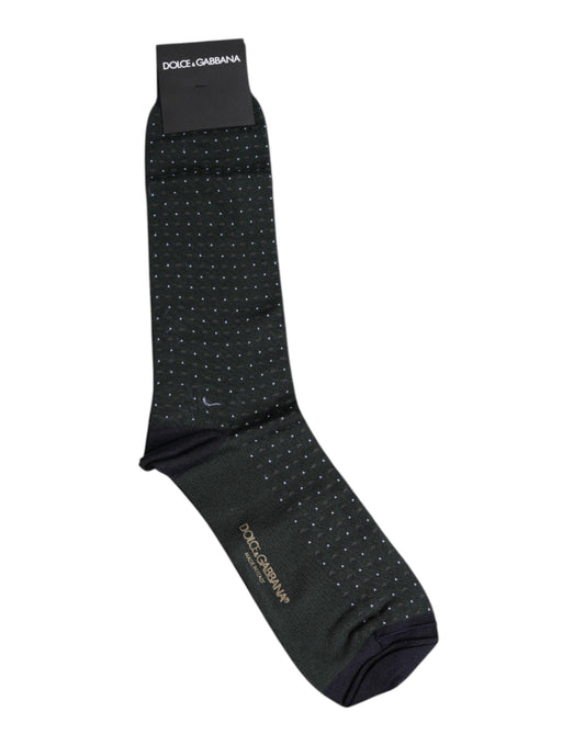 Dolce &amp; Gabbana – Wadenlange Socken aus Baumwolle mit schwarzen Punkten