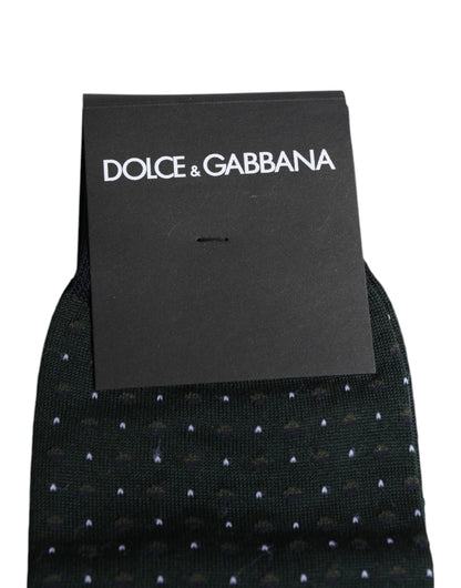 Dolce &amp; Gabbana – Wadenlange Socken aus Baumwolle mit schwarzen Punkten