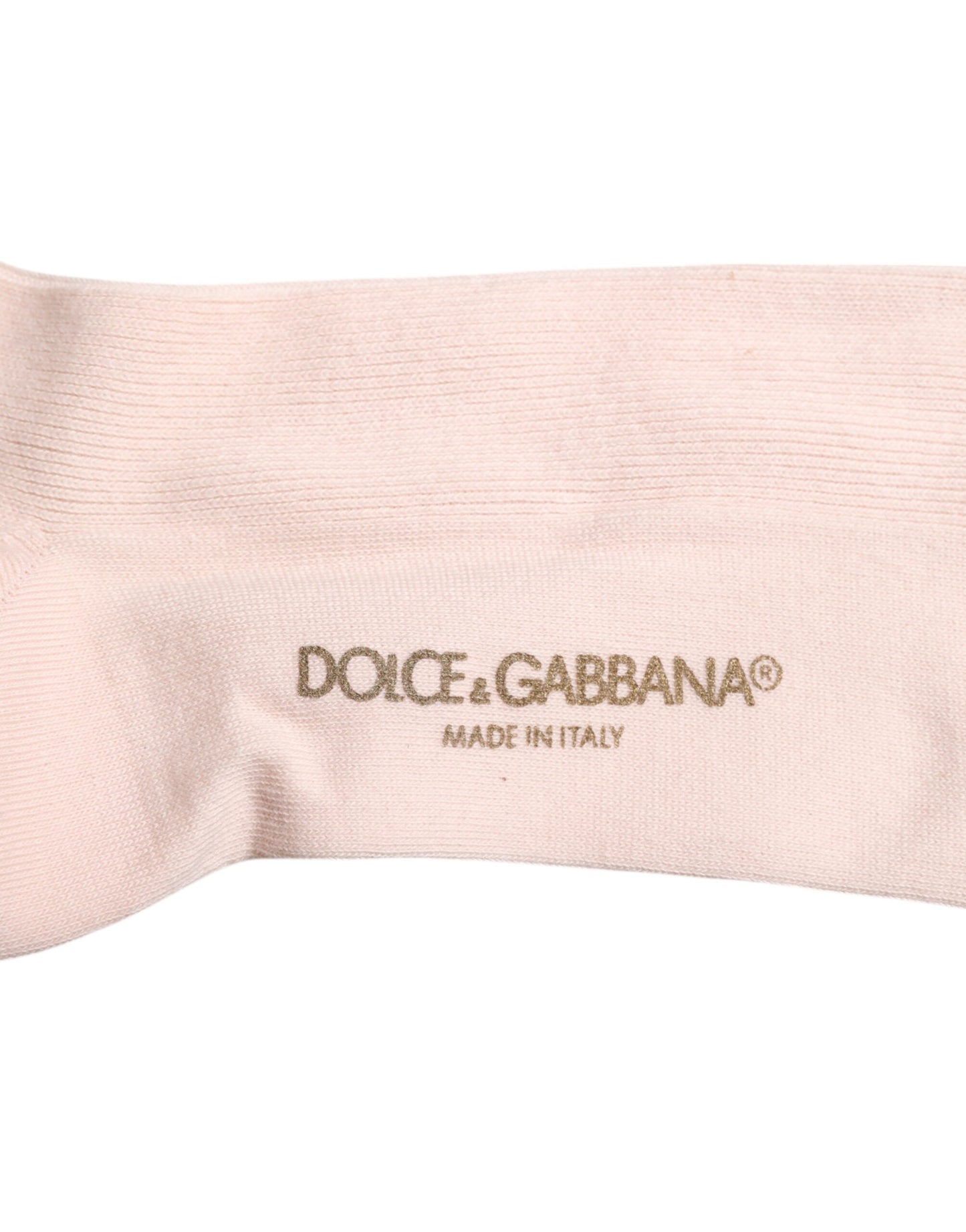 Dolce &amp; Gabbana – Wadenstrümpfe aus elfenbeinfarbener Stretch-Baumwolle mit Logo