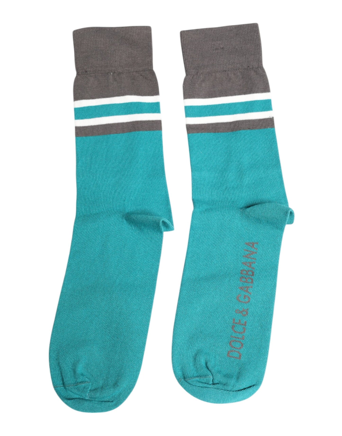 Dolce &amp; Gabbana – Wadenlange Stretch-Socken mit DG-Logo in Grün und Grau
