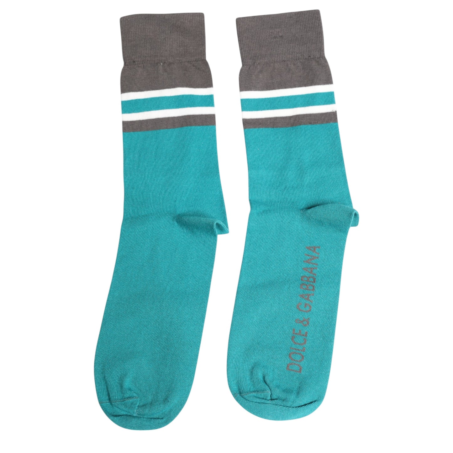 Dolce &amp; Gabbana – Wadenlange Stretch-Socken mit DG-Logo in Grün und Grau