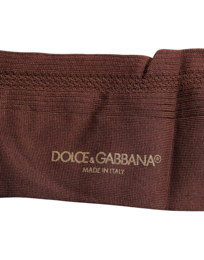 Dolce &amp; Gabbana – Wadenlange Socken mit Stretch-Logoprint in Braun