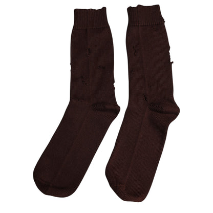 Dolce &amp; Gabbana – Wadenlange Socken aus massiver Stretch-Baumwolle in Braun