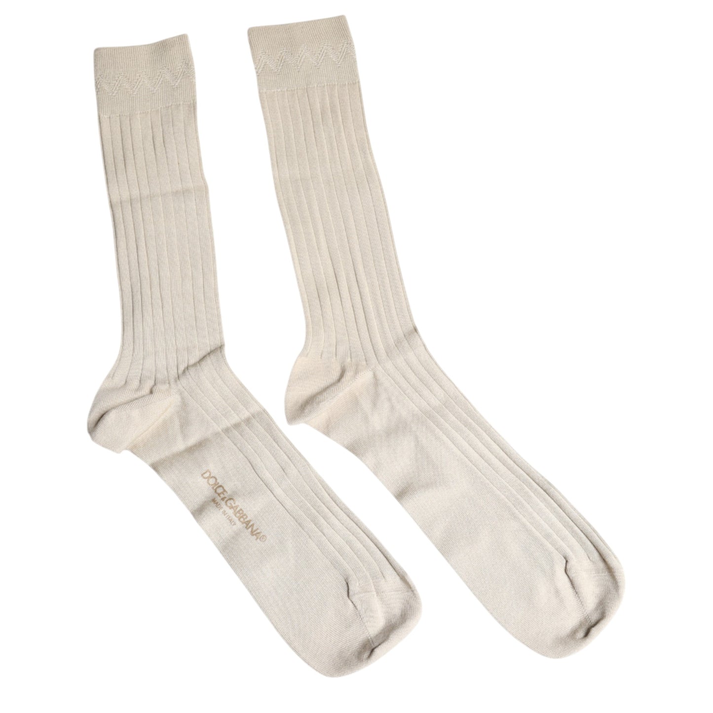 Dolce &amp; Gabbana – Wadenlange Socken aus Stretch-Baumwolle mit Logo in Beige