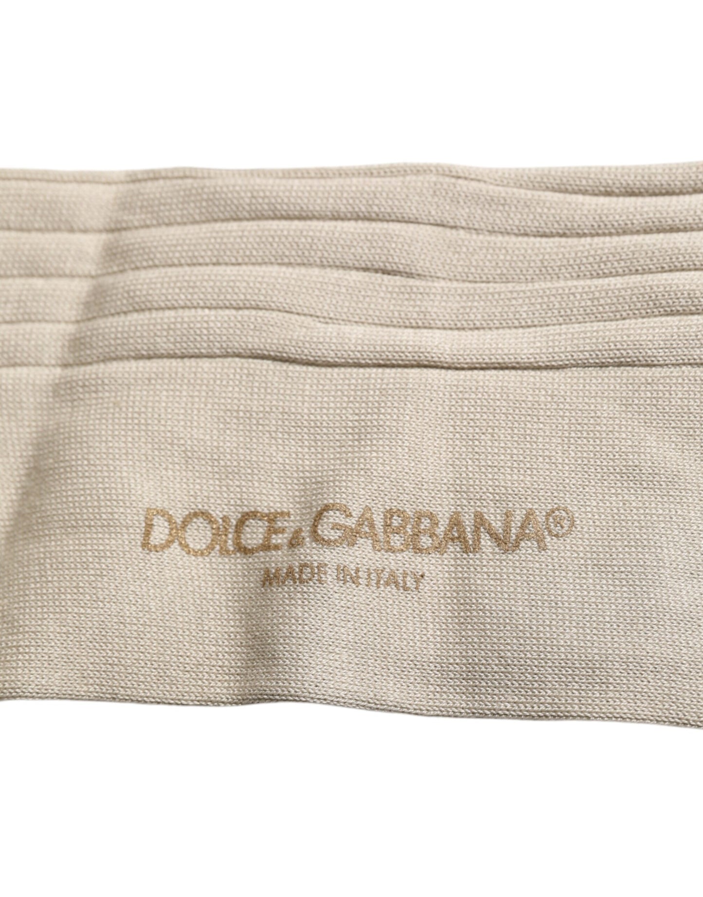 Dolce &amp; Gabbana – Wadenlange Socken aus Stretch-Baumwolle mit Logo in Beige