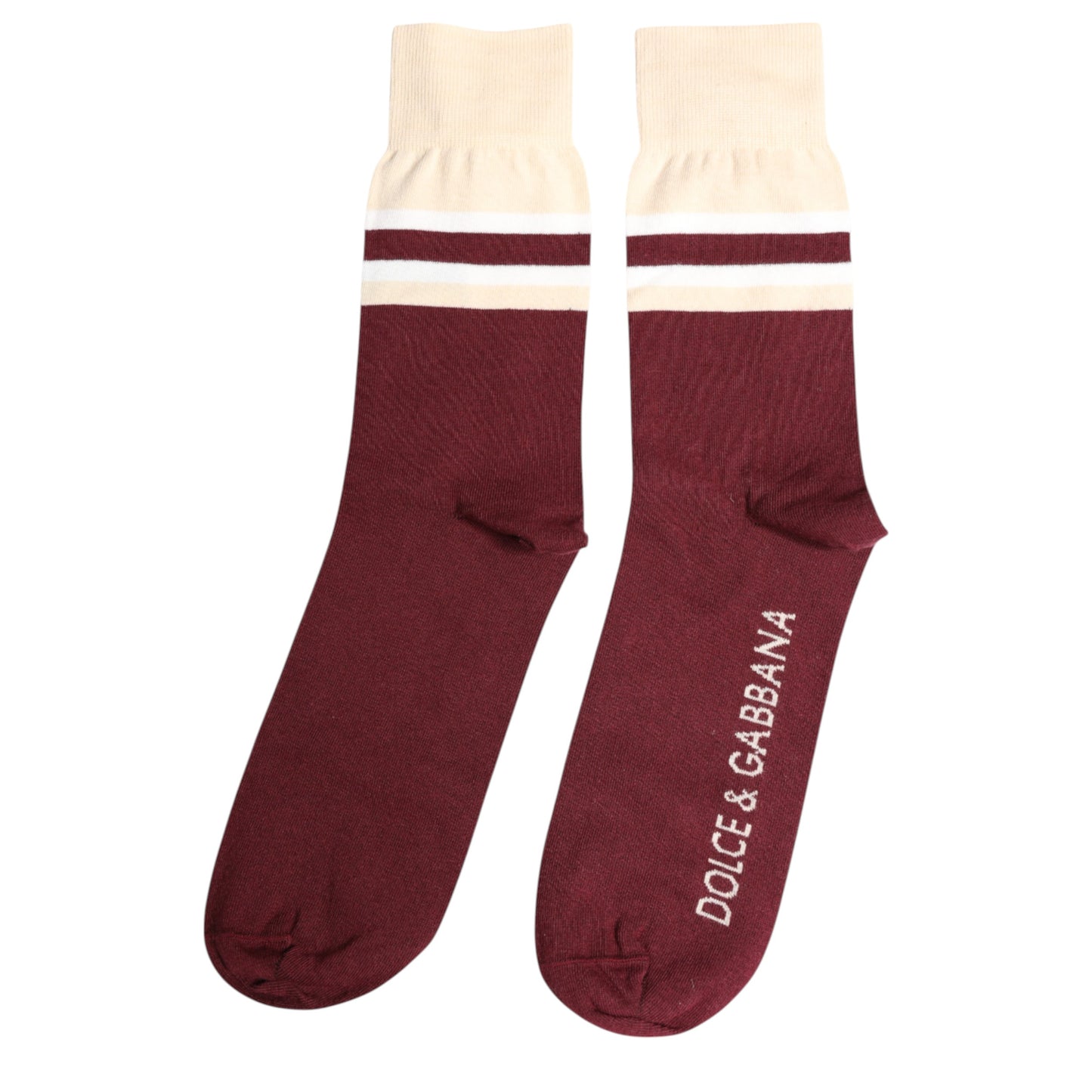 Dolce &amp; Gabbana – Wadenlange Socken mit Stretch-Logo-Print in Burgunderrot
