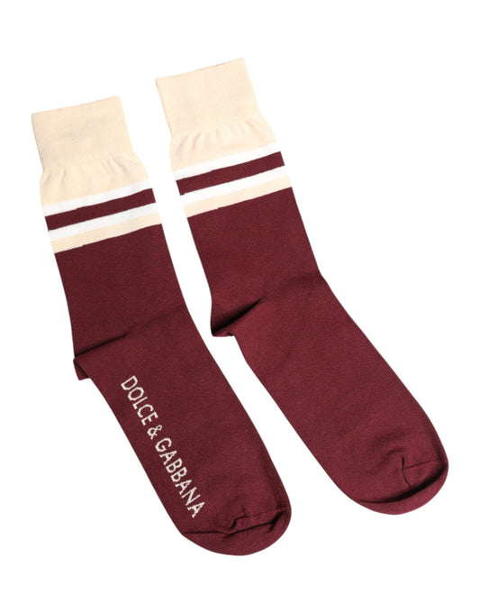 Dolce &amp; Gabbana – Wadenlange Socken mit Stretch-Logo-Print in Burgunderrot