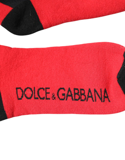 Rote, bedruckte Socken aus Stretch-Baumwolle von Dolce &amp; Gabbana