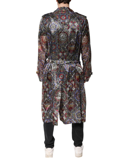 Dolce &amp; Gabbana – Mehrfarbige Trenchcoatjacke mit königlicher Bienenkrone