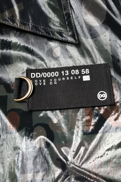 Dolce & Gabbana Green DG Logo Print Bomber Full Zip Jacket