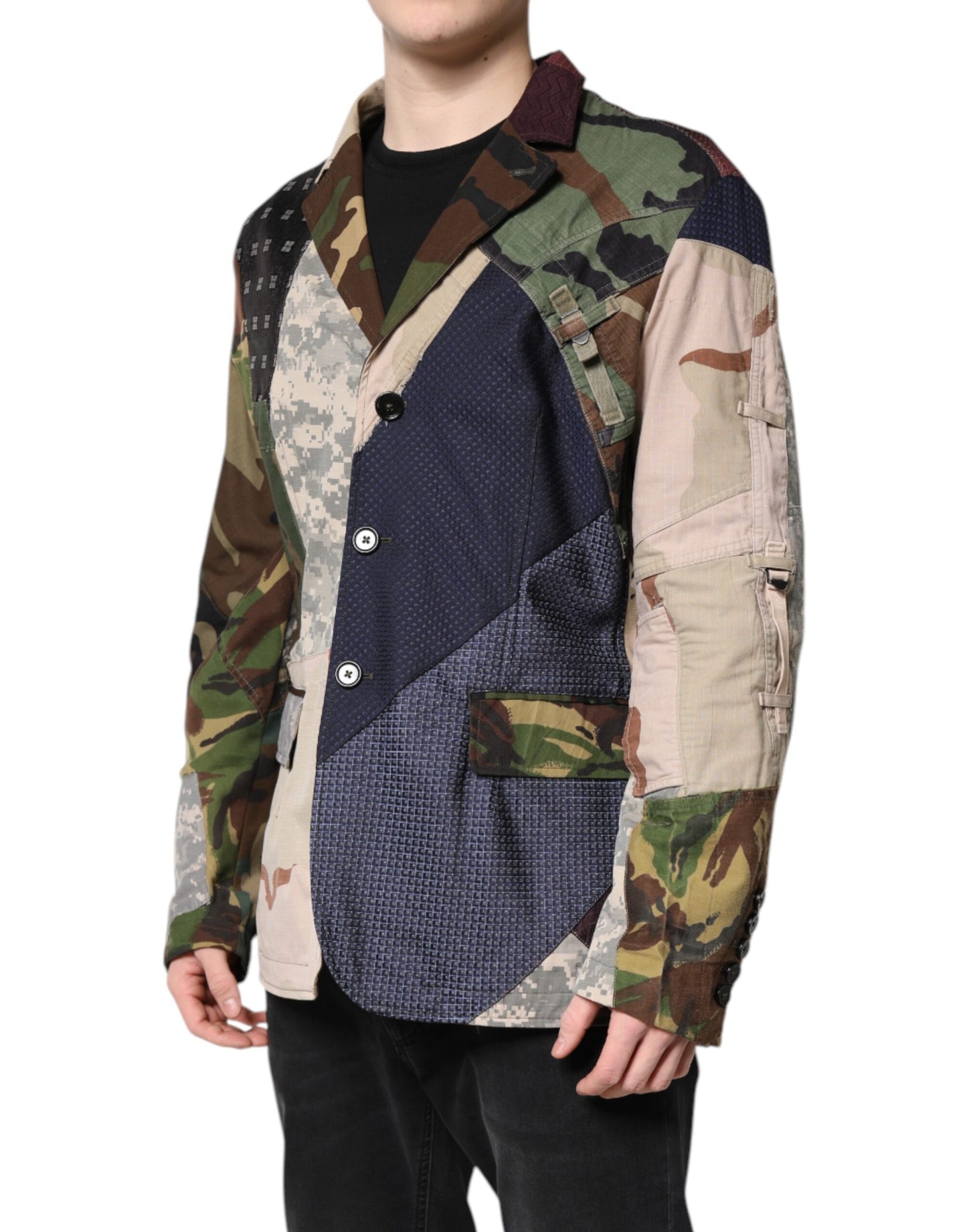 Dolce &amp; Gabbana Mehrfarbiger Camouflage-Patchwork-Mantelblazer
