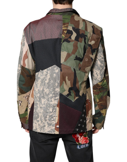 Dolce &amp; Gabbana Mehrfarbiger Camouflage-Patchwork-Mantelblazer