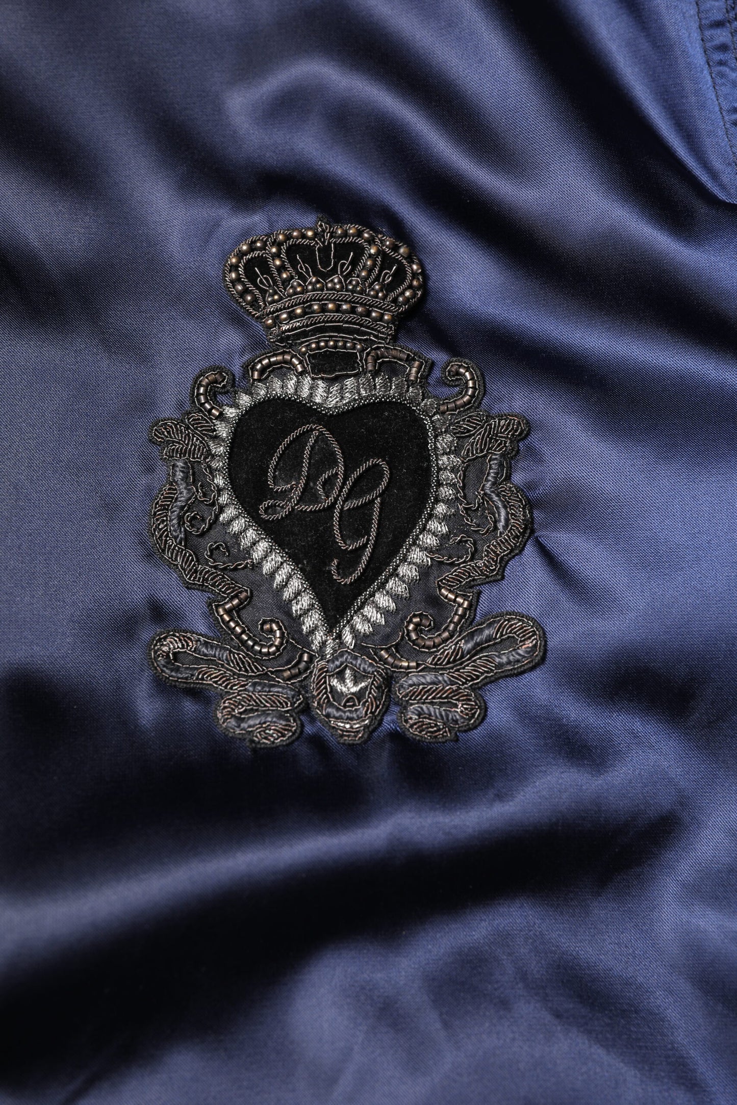 Dolce &amp; Gabbana – Blaue Nylon-Bomberjacke „DG Crown“ mit durchgehendem Reißverschluss
