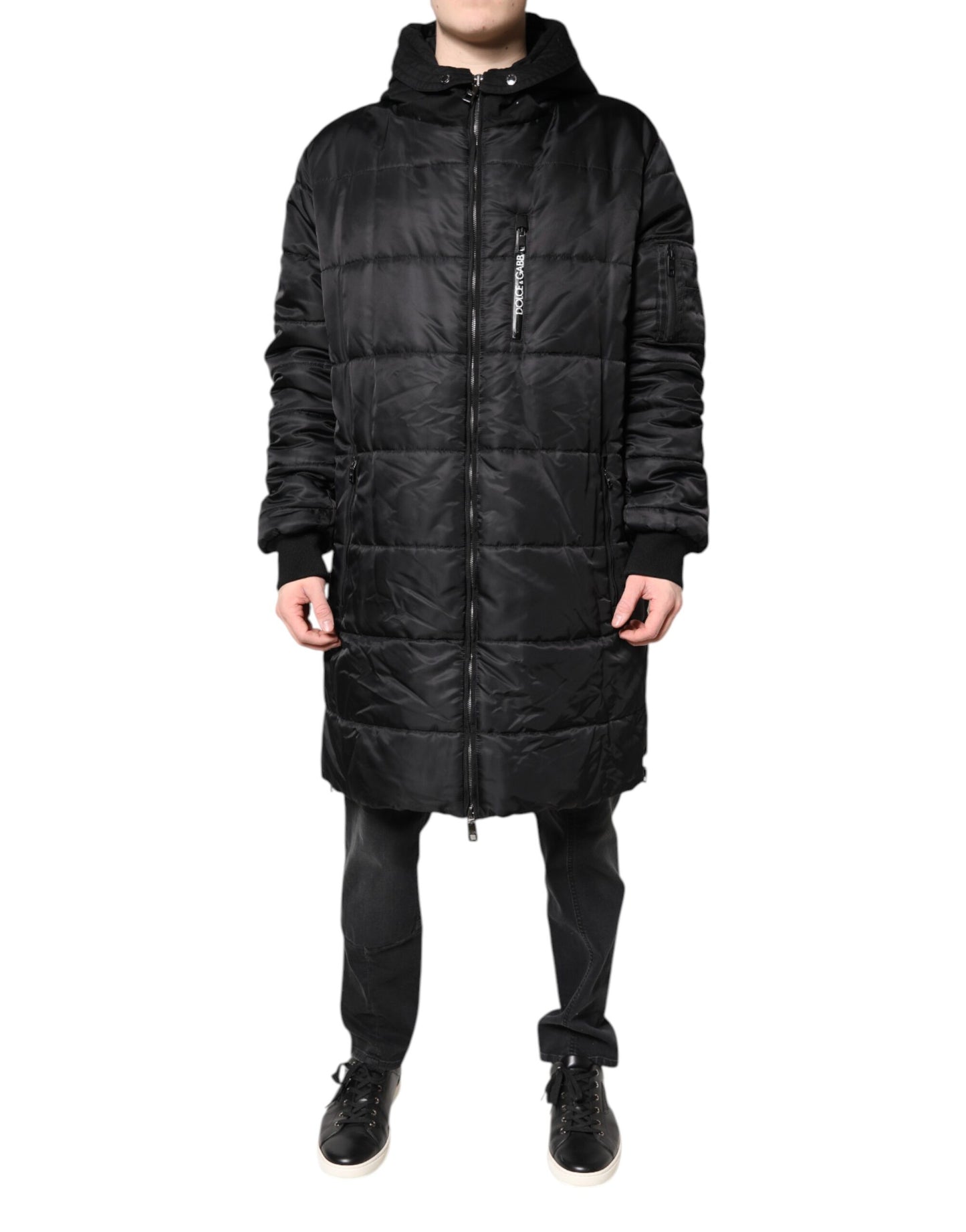 Dolce &amp; Gabbana Schwarzer Parka mit Kapuze, Winterjacke