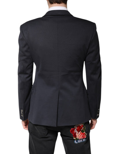 Dolce &amp; Gabbana Dunkelblaue Herrenjacke aus Baumwolle mit Mantel und Blazer
