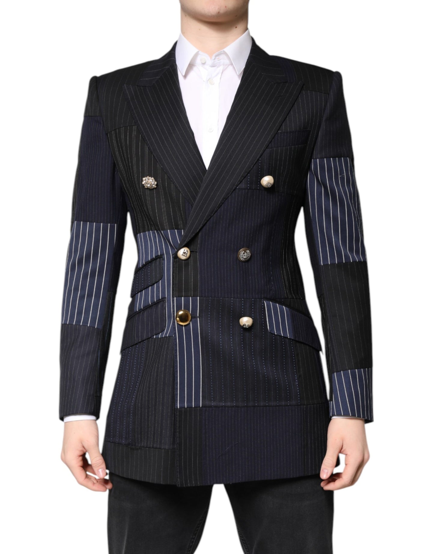 Dolce &amp; Gabbana Multicolor Patchwork Jacke Mantel Anzug Blazer