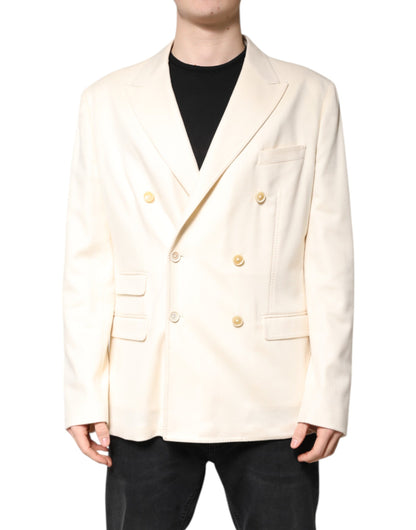 Dolce &amp; Gabbana – Zweireihiger Blazer aus Kaschmir in Beige