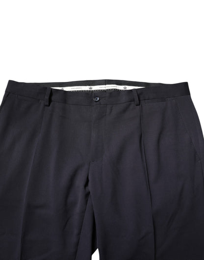 Dolce & Gabbana Black Wool Mid Waist Dress Pants