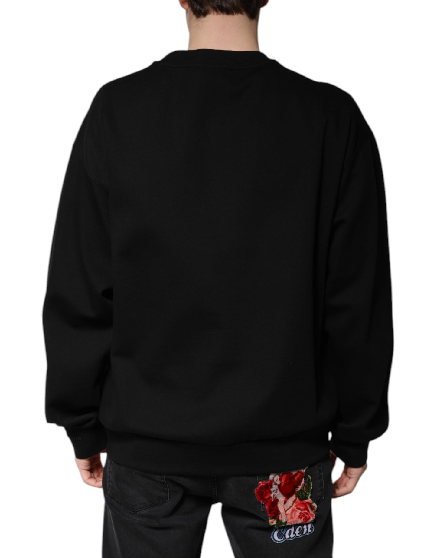 Dolce &amp; Gabbana – Schwarzer Pullover mit Rundhalsausschnitt aus Baumwolle DG