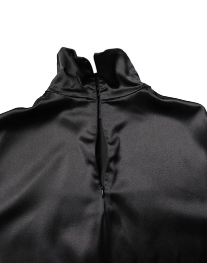 Dolce &amp; Gabbana Schwarzer Rollkragenpullover aus Seide für Herren