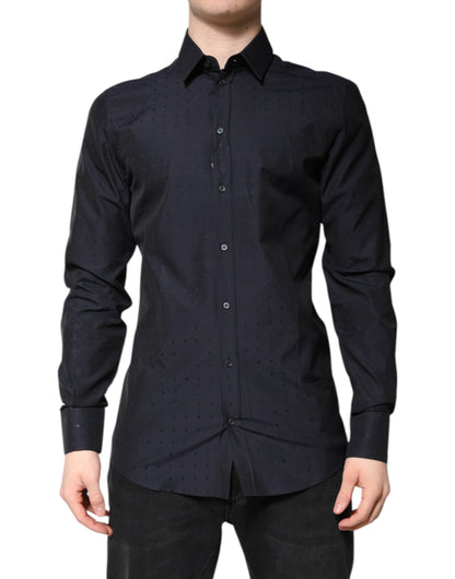 Dolce & Gabbana Black Cotton GOLD Men Dress Formal Shirt