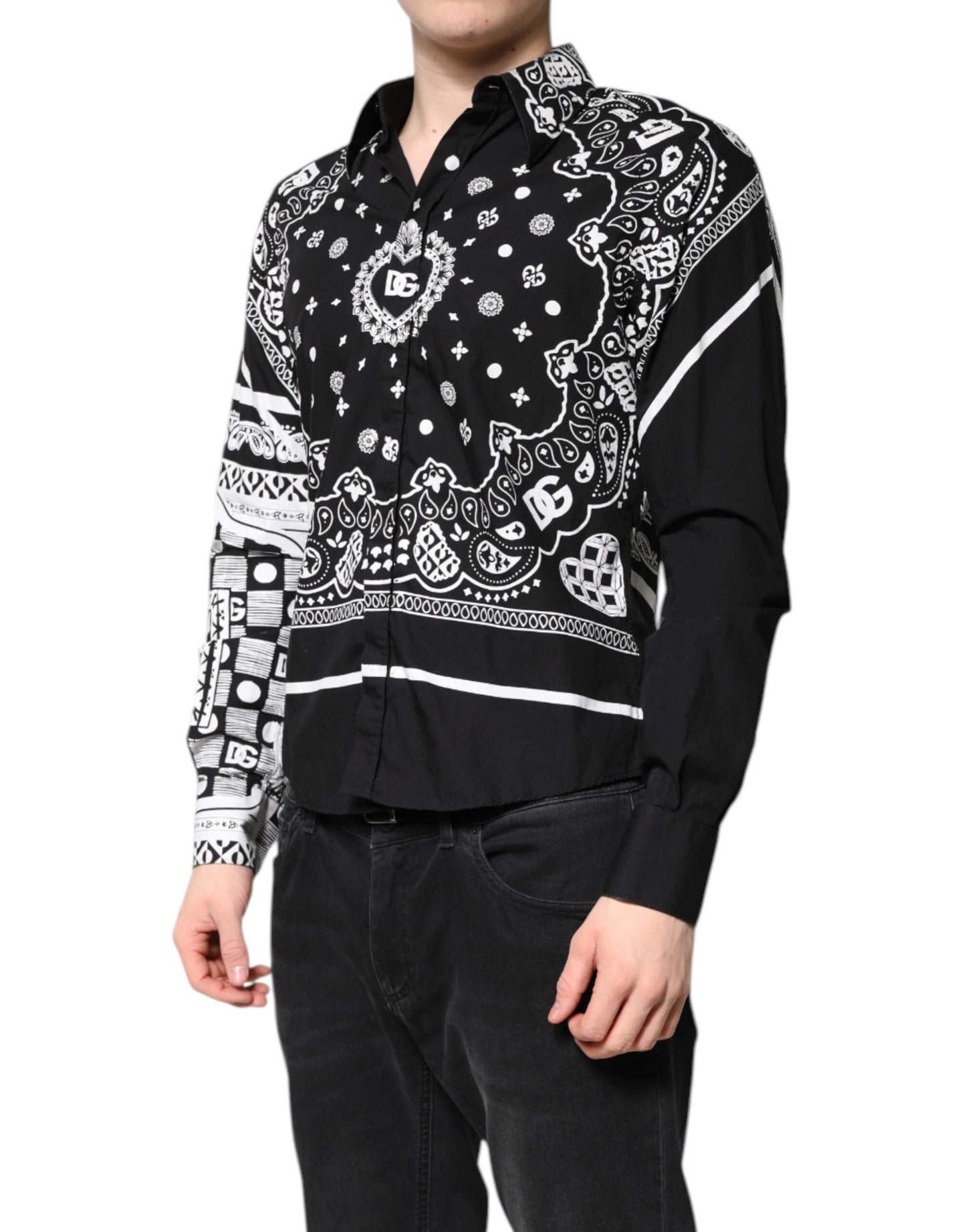 Dolce &amp; Gabbana Schwarz-Weißes Bandana MARTINI Freizeithemd