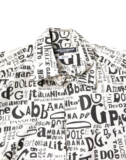 Dolce &amp; Gabbana Weiß Schwarz Logo MARTINI Herren Freizeithemd