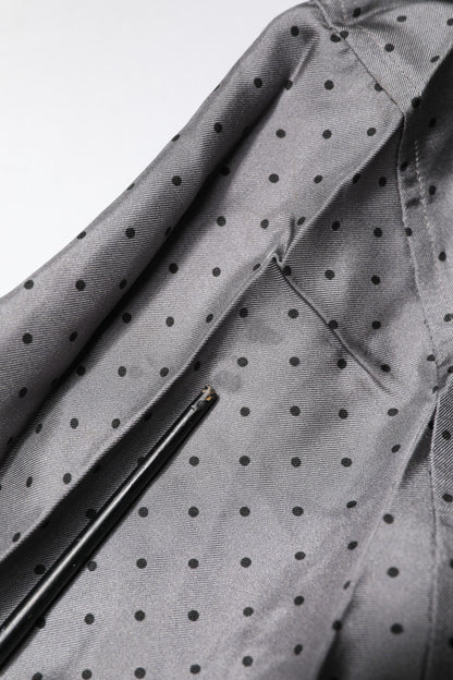 Dolce &amp; Gabbana – Graues Langarmhemd aus Seide mit Tupfen