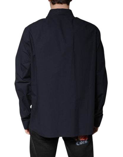 Dolce & Gabbana Dark Blue Cotton Long Sleeve Shirt
