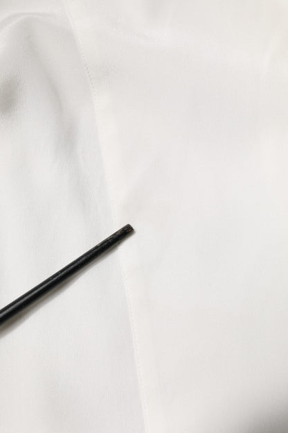 Dolce &amp; Gabbana Weißes Seiden-GOLD-Hemd mit Kragen