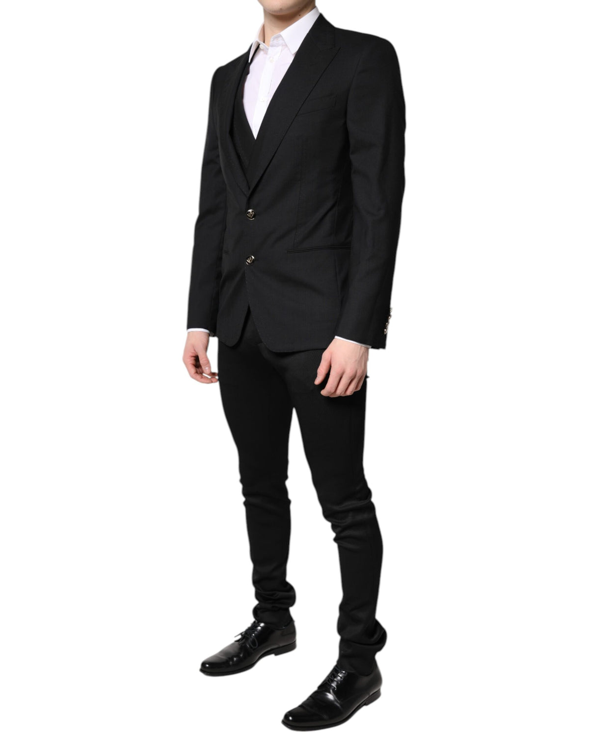 Dolce &amp; Gabbana – Schwarzer, einreihiger, formeller Blazer mit Weste