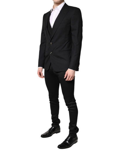 Dolce &amp; Gabbana – Schwarzer, einreihiger, formeller Blazer mit Weste