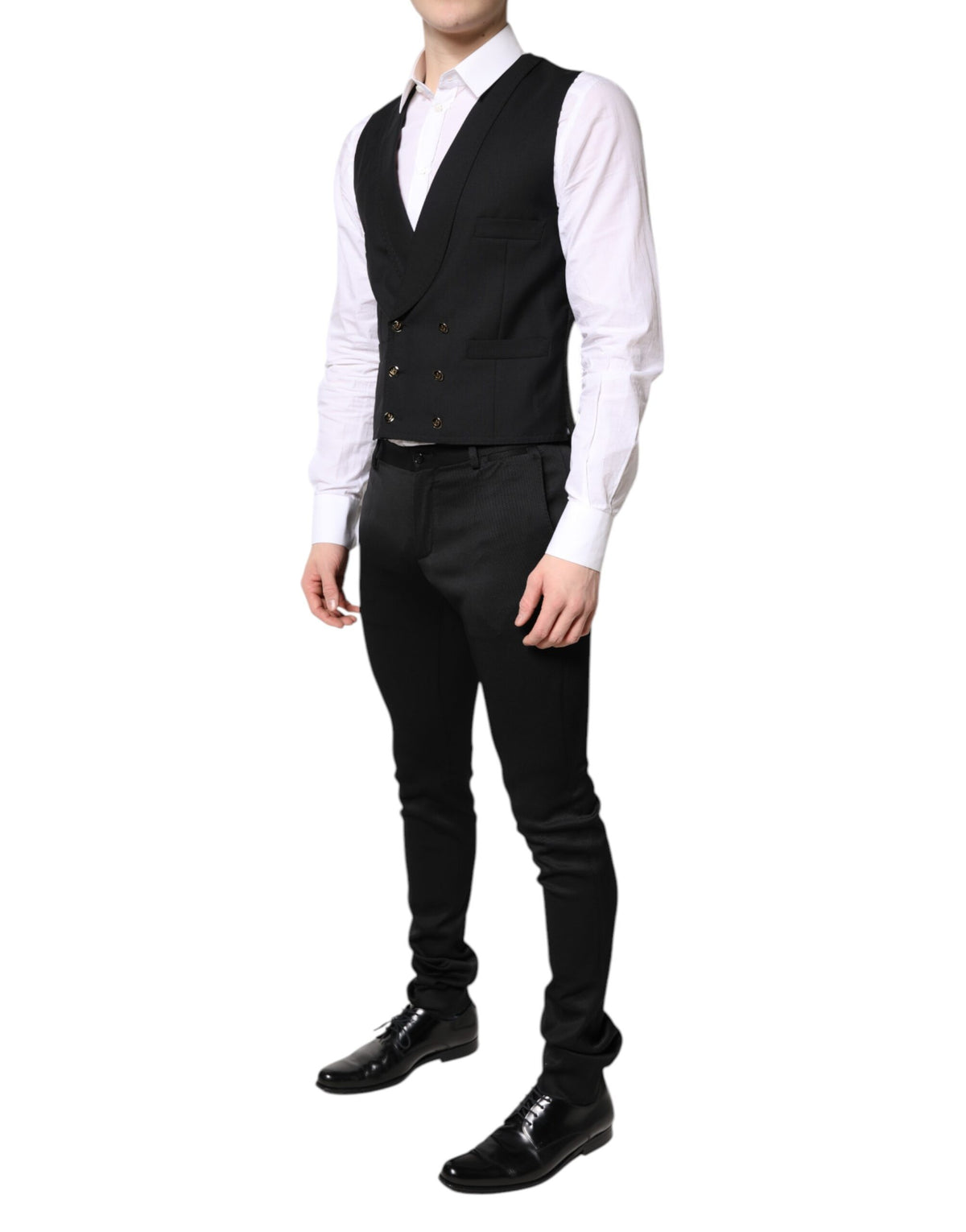 Dolce &amp; Gabbana – Schwarzer, einreihiger, formeller Blazer mit Weste